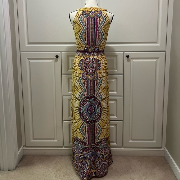 NWOT ECI New York Yellow | Purple printed maxi dress size S - Picture 3 of 10
